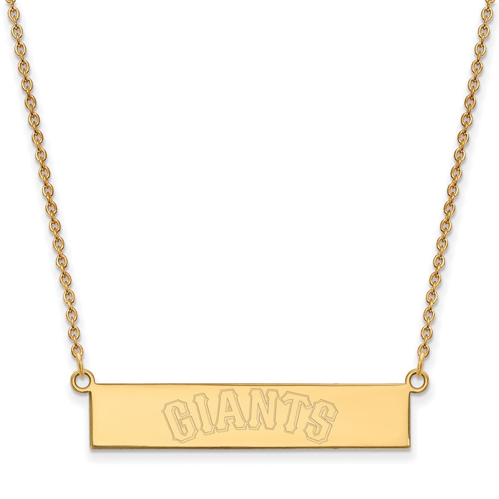 Sterling Silver Gold-plated MLB LogoArt San Francisco Giants Team Script Bar 18 inch Necklace