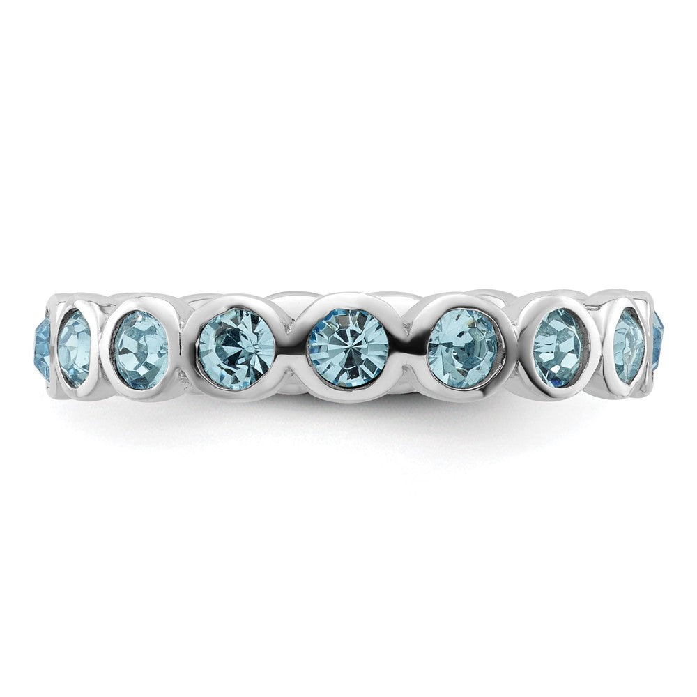 Sterling Silver Stackable Expressions March Crystal Ring Size -9