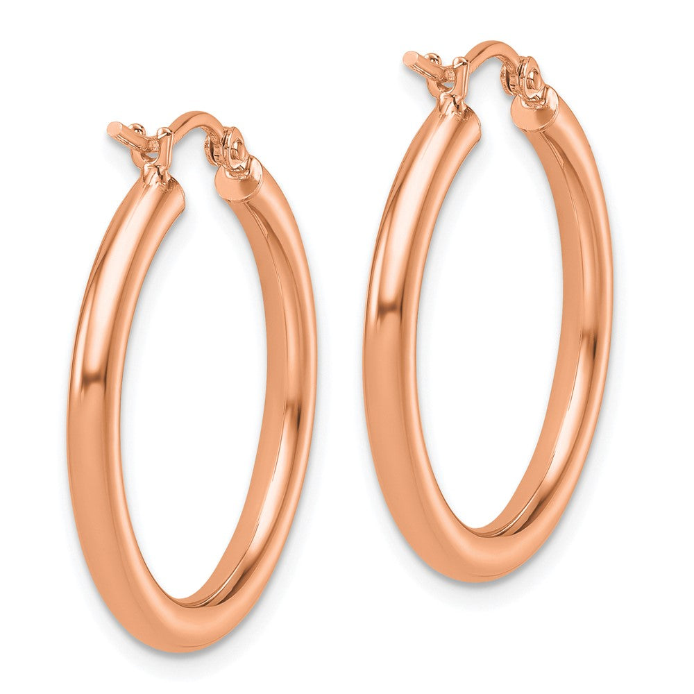 14k Rose Gold Polished 2.5mm Lightweight Tube Hoop Earrings