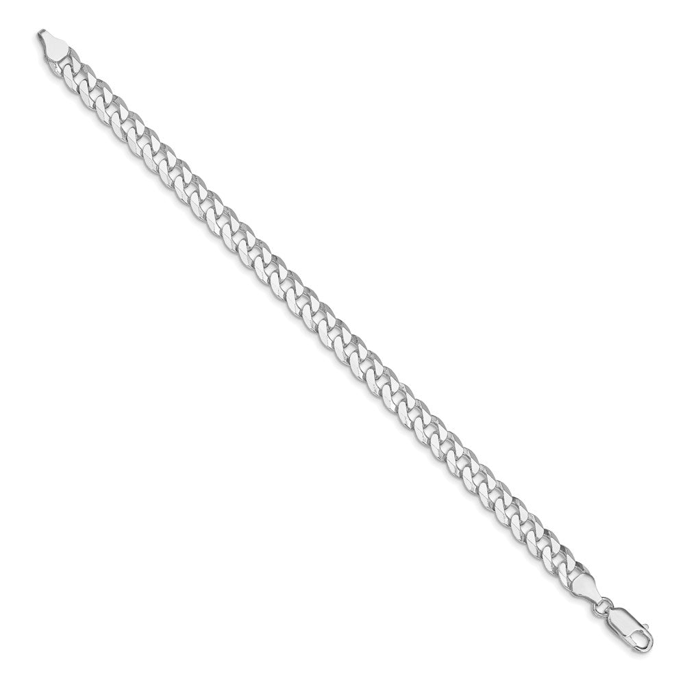 Sterling Silver Rhodium-plated 7mm Beveled Curb Chain 10 inches