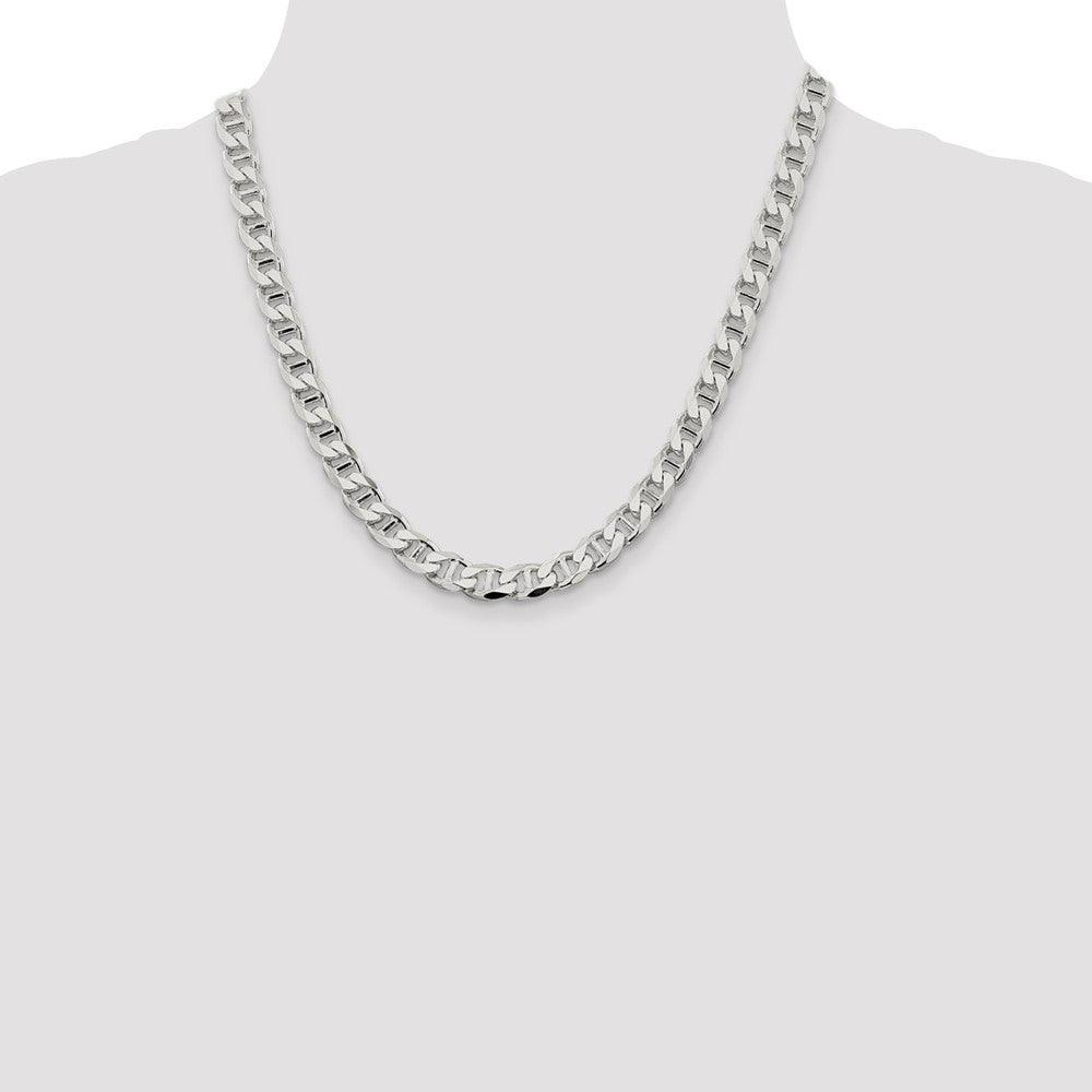 Sterling Silver 8.25mm D/C Flat Anchor Curb Chain 20 Inches