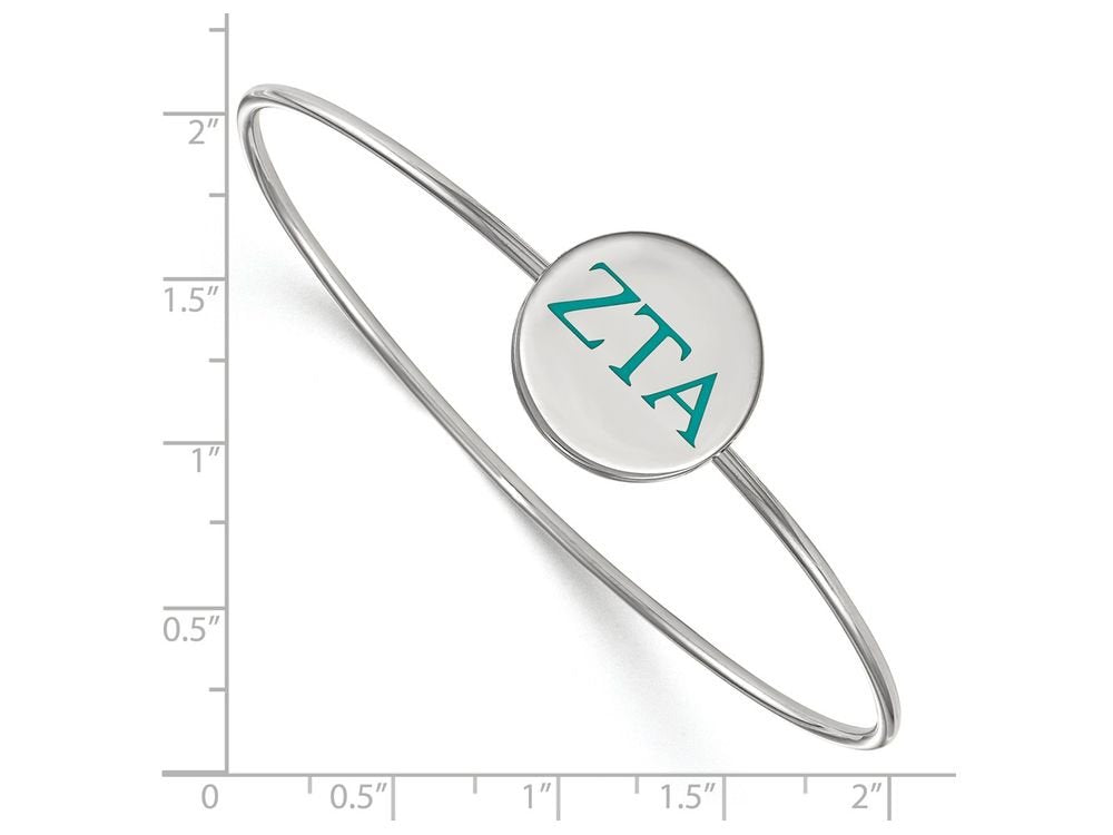 Sterling Silver Official Licensed Greek Sororities Zeta Tau Alpha (ZTA) Enameled Slip-on Bangle