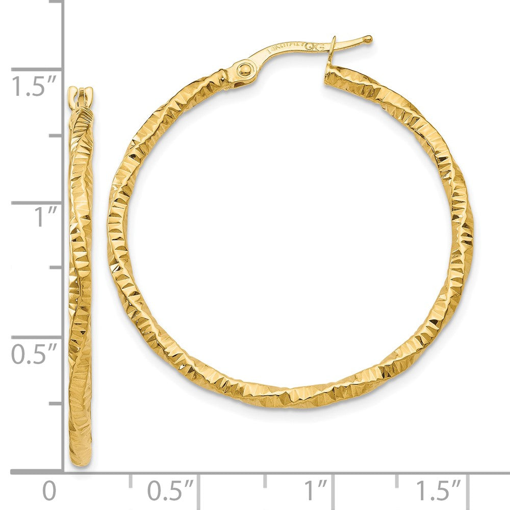 10k Polished and Textured Hoop Earrings