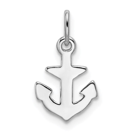 Sterling Silver Rhodium-plated Polished Anchor Charm