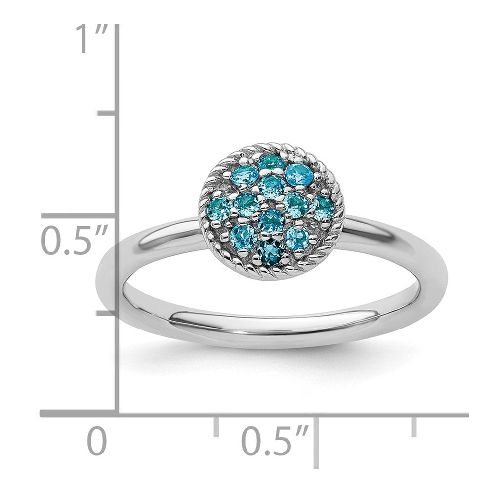 Sterling Silver Stackable Expressions Blue Topaz Rhodium Ring Size -6