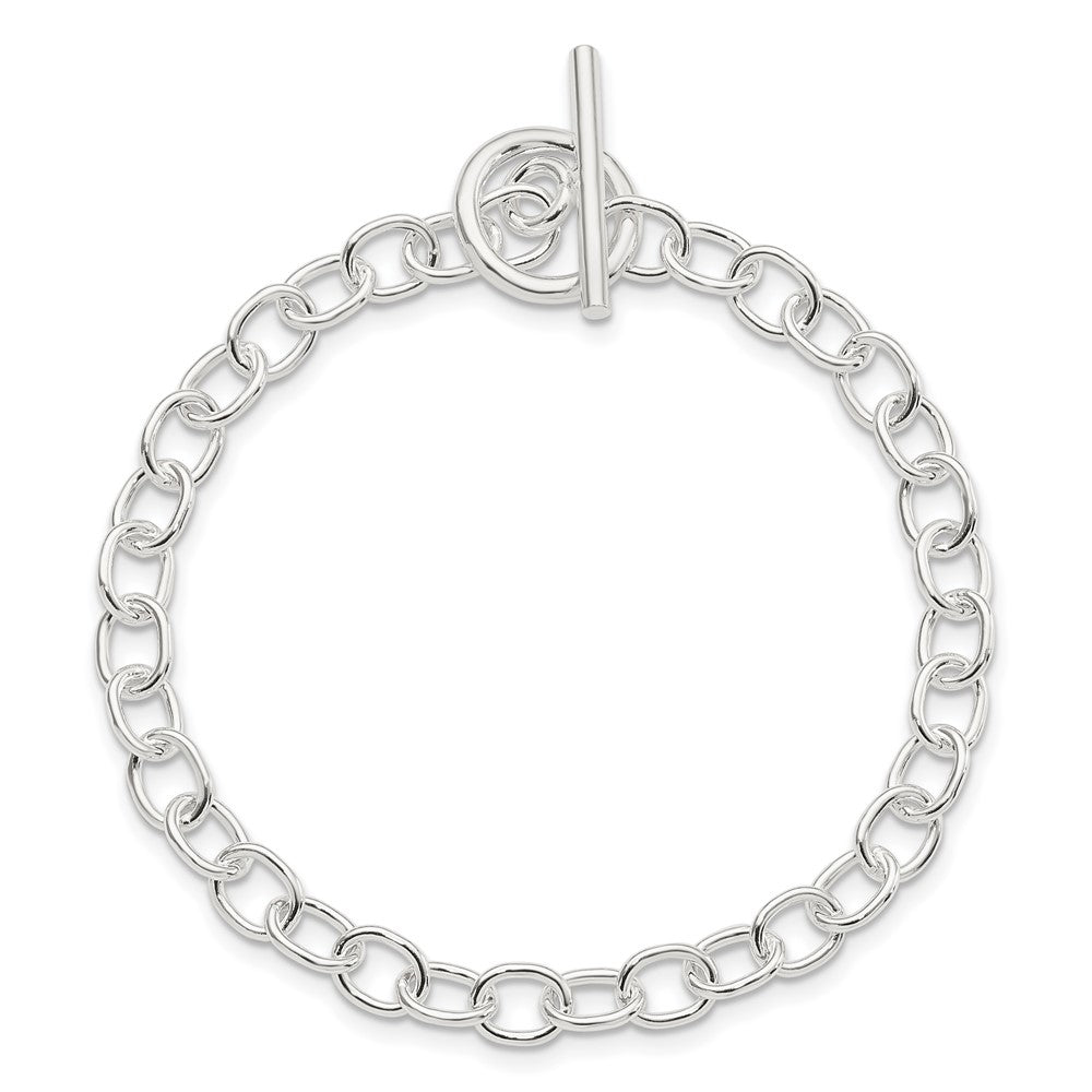 Sterling Silver Polished Fancy Link Toggle Bracelet 7.5 inches