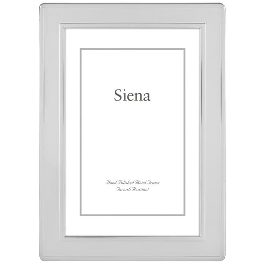 Siena Dbl Border Plain Frame Silver 5x7