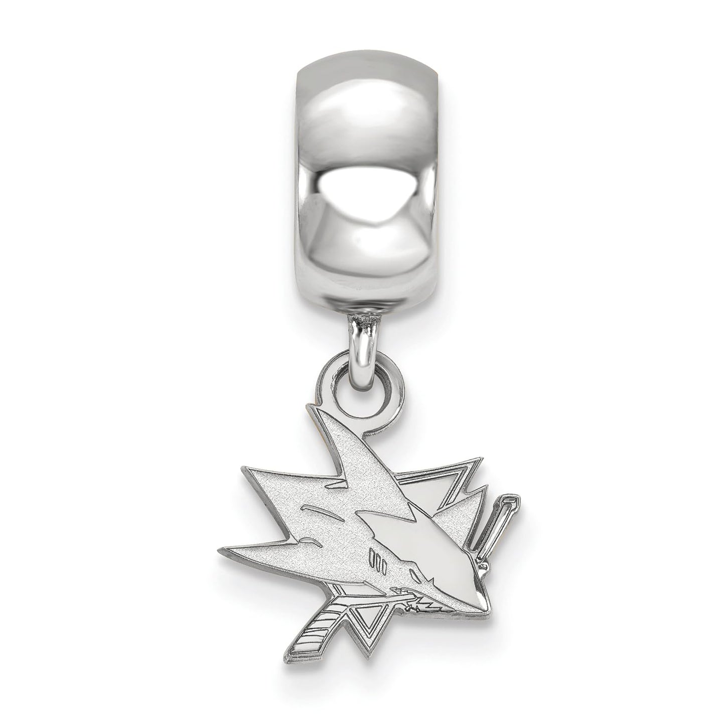 Sterling Silver Rhodium-plated NHL LogoArt San Jose Sharks Extra Small Dangle Bead Charm QSS018SHA