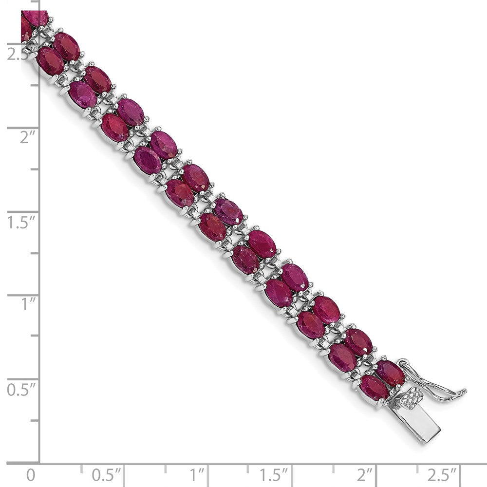 Sterling Silver Rhodium-plated Ruby Bracelet 7 inches