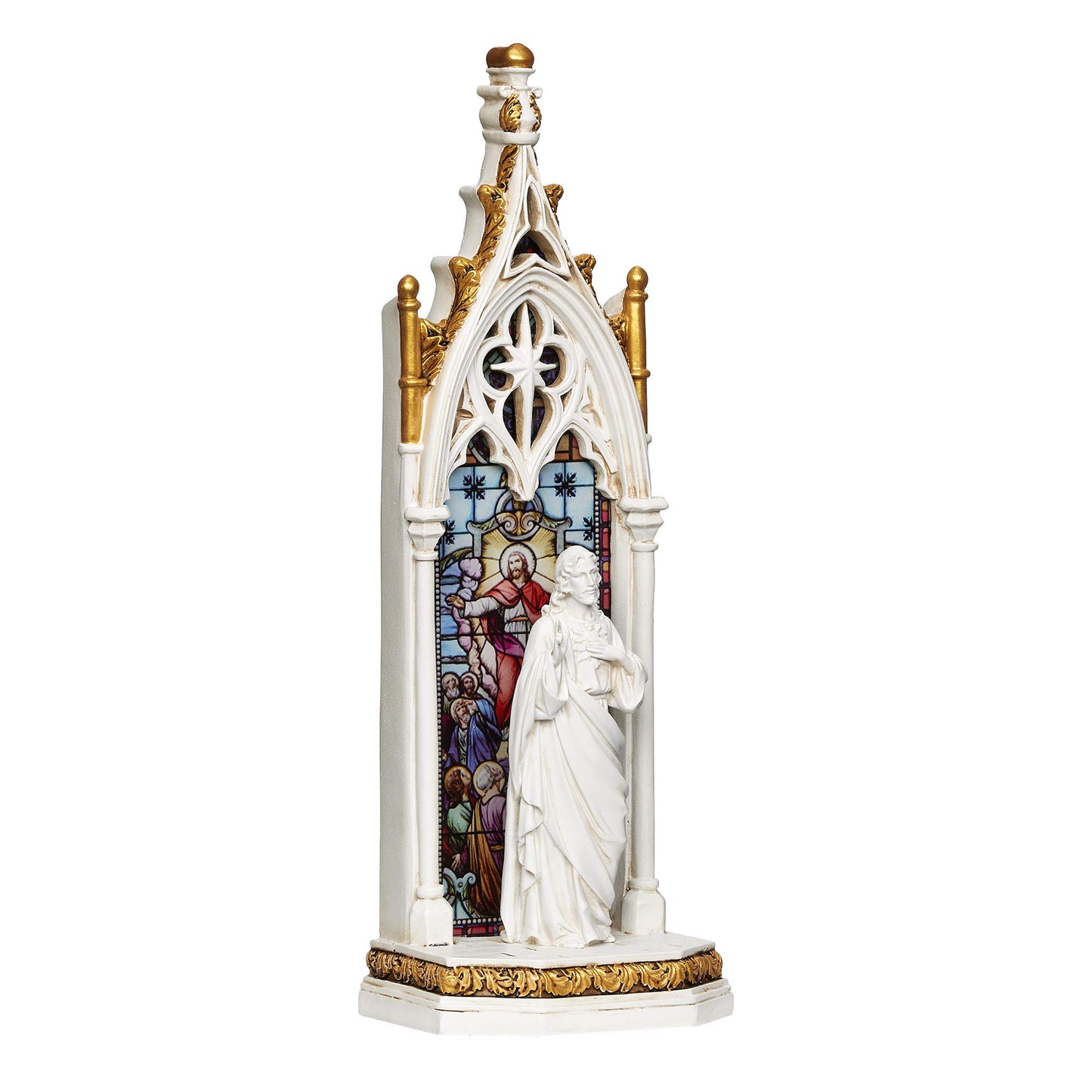 Joseph's Studio by Roman - Sacred Heart of Jesus Arch Window LED Figure, Renaissance Collection, 11.75" H, Resin and Stone, Religious Gift, Decoration, Battery Operated