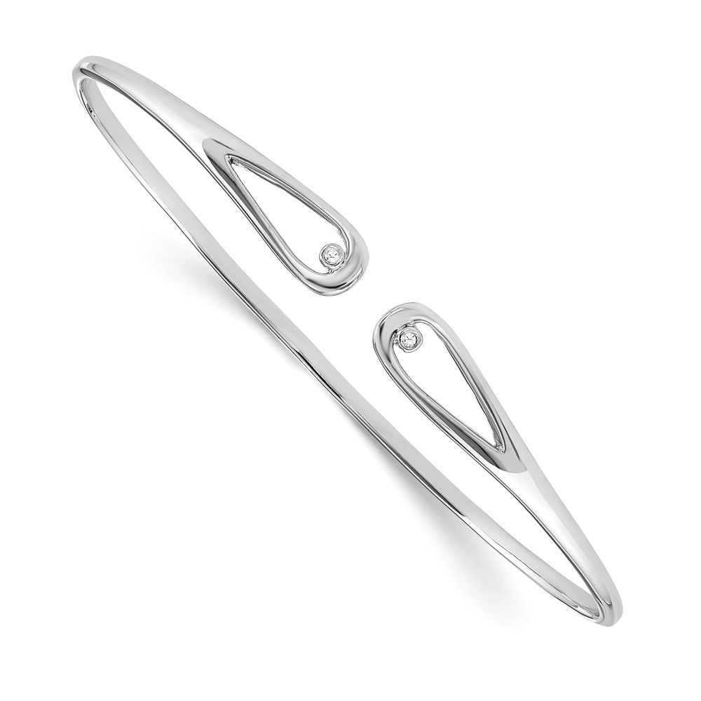 White Ice Sterling Silver Rhodium-plated Diamond Bangle 7 inches