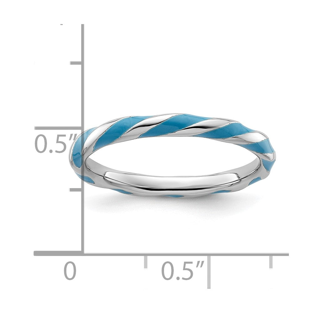 Sterling Silver Stackable Expressions Twisted Blue Enameled Ring Size -5