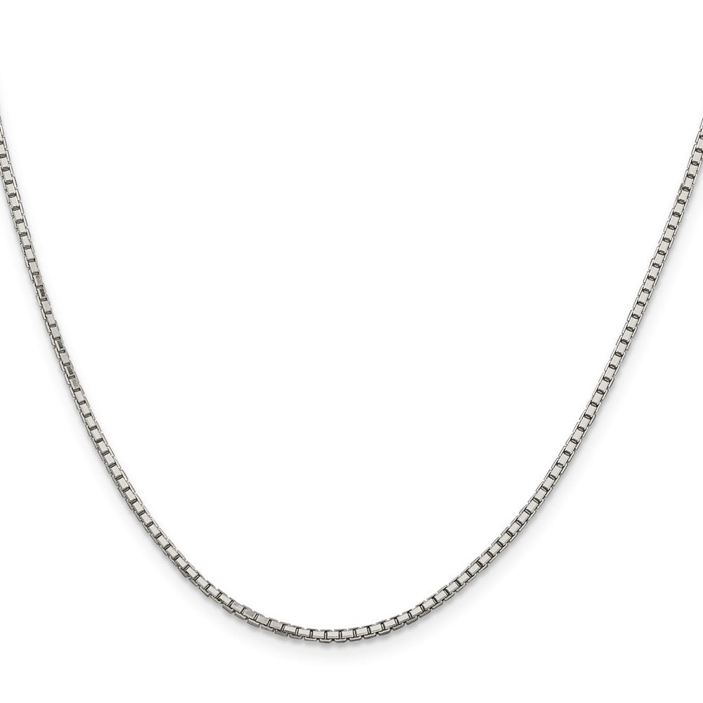Sterling Silver Rhodium-plated 1.7mm 8 Sided D/C Mirror Box Chain 24 Inches