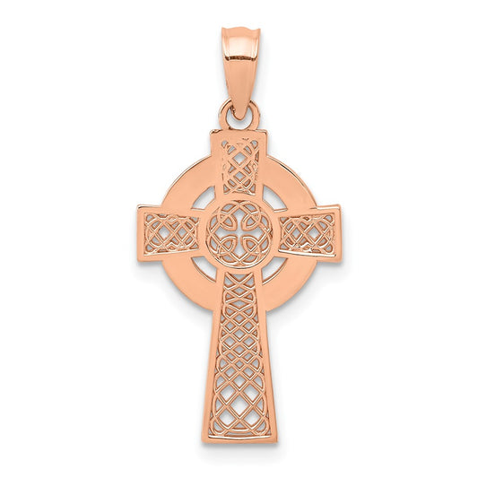 14k Rose Gold Celtic Cross Pendant