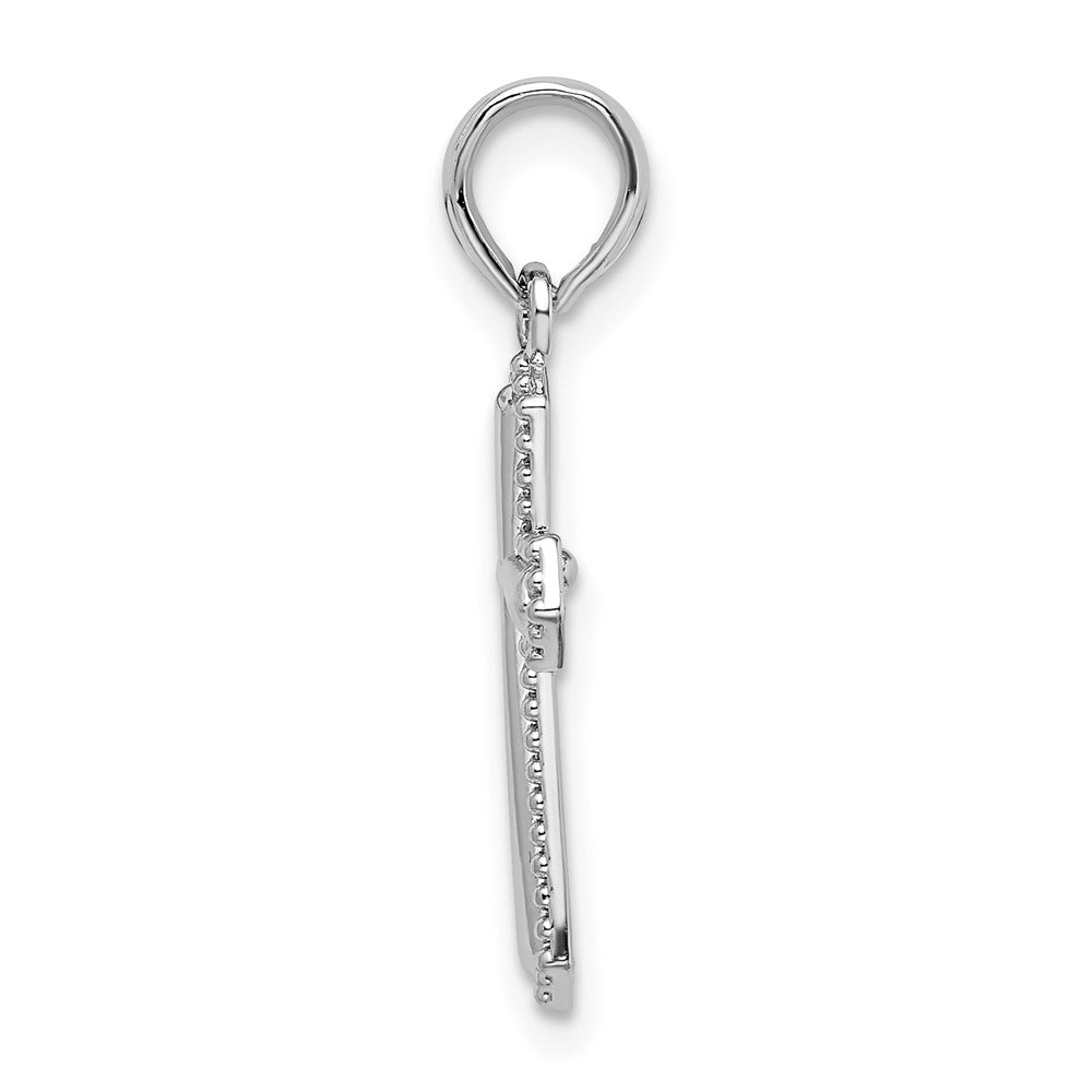 De-Ani Sterling Silver Rhodium-Plated Beaded Passion Cross Pendant