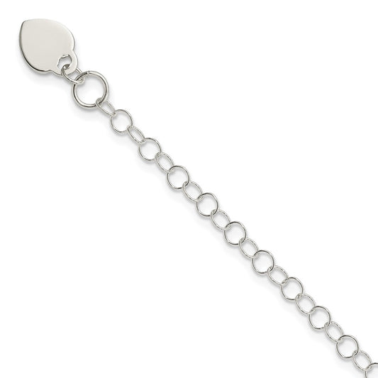 Sterling Silver Heart Charm Childs Bracelet 6 inches
