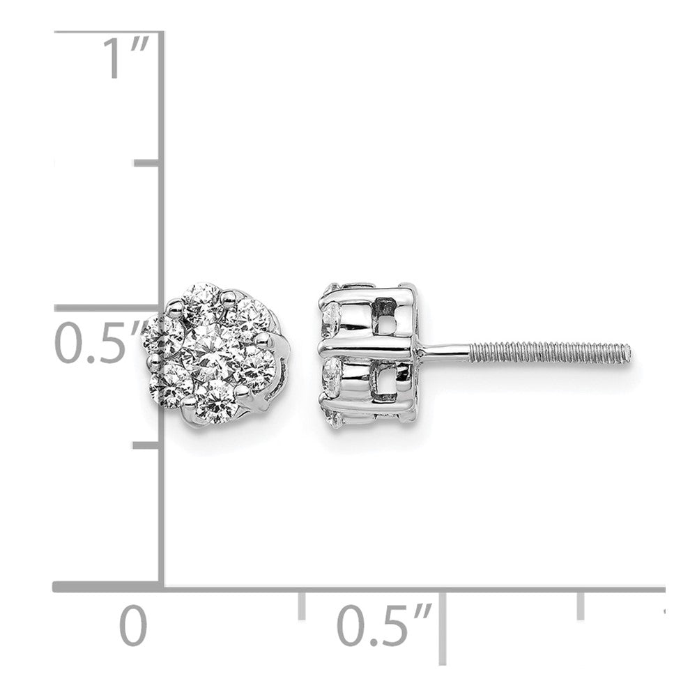 14k White Gold Diamond Cluster Screwback Earrings_blank-NO dias