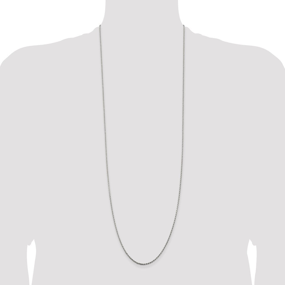 Sterling Silver 1.5mm Diamond-cut Rope Chain 36 Inches
