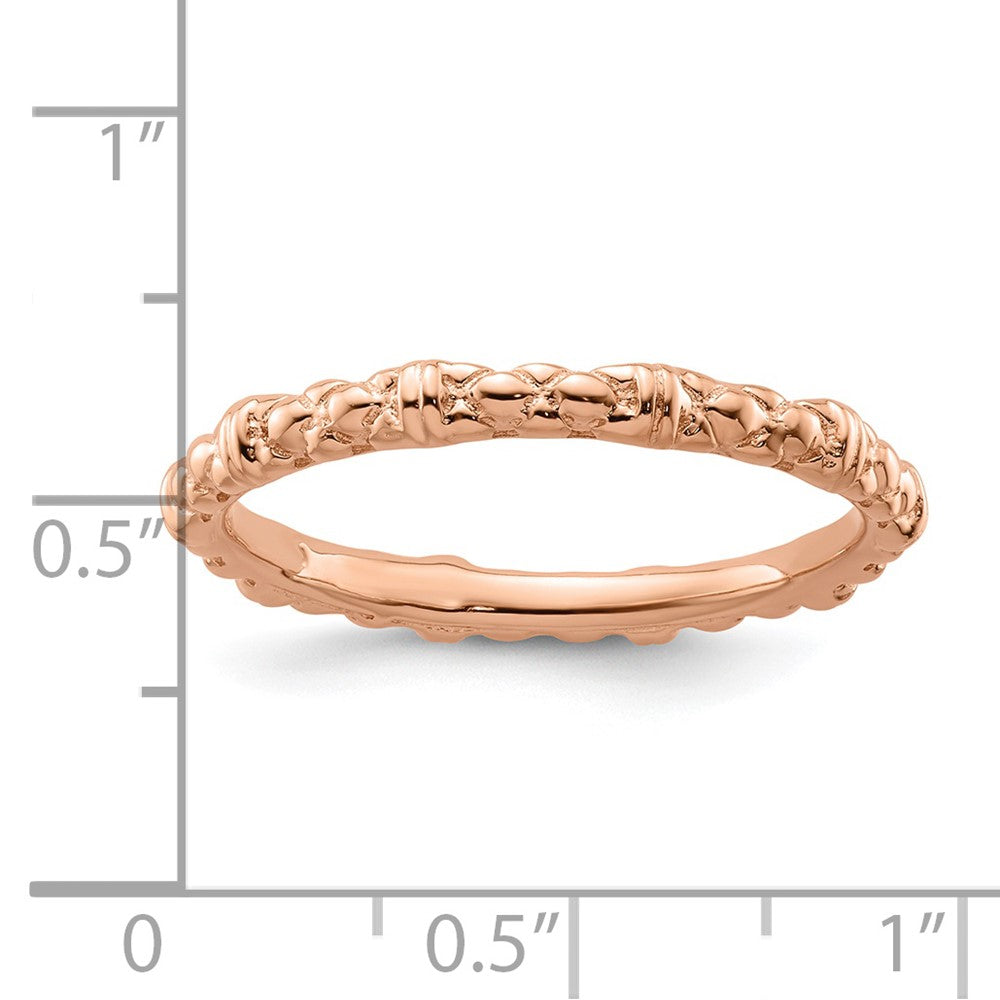 Sterling Silver Stackable Expressions Pink-plated Cable Ring Size -9