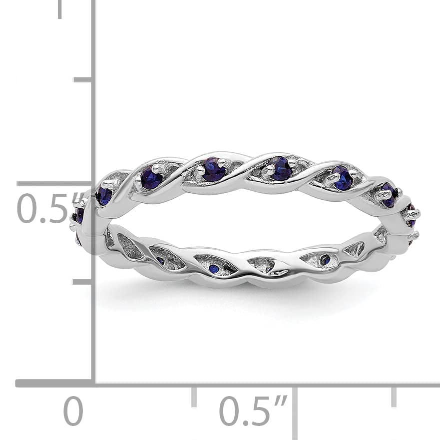 Sterling Silver Stackable Expressions Created Sapphire Ring Size -9