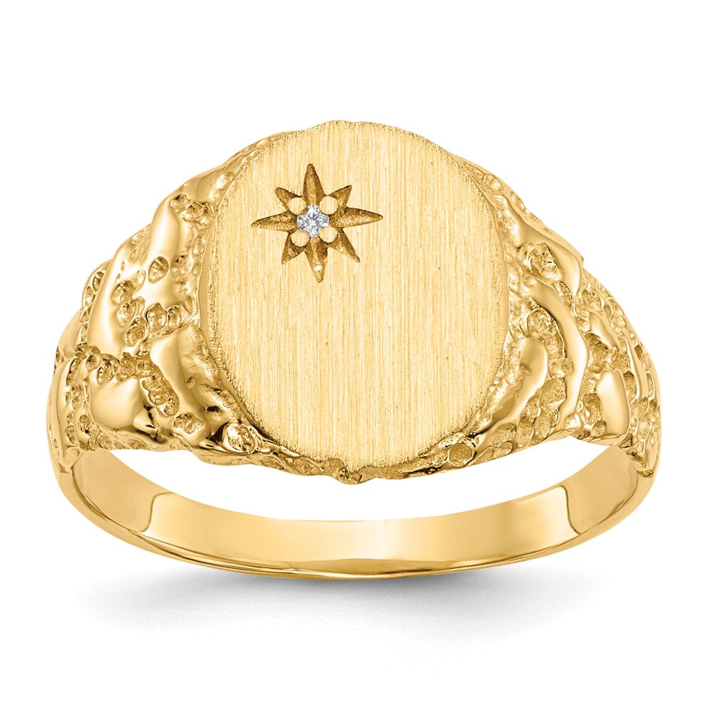 10k 11.0x9.0mm Closed Back AA Diamond Signet Ring
