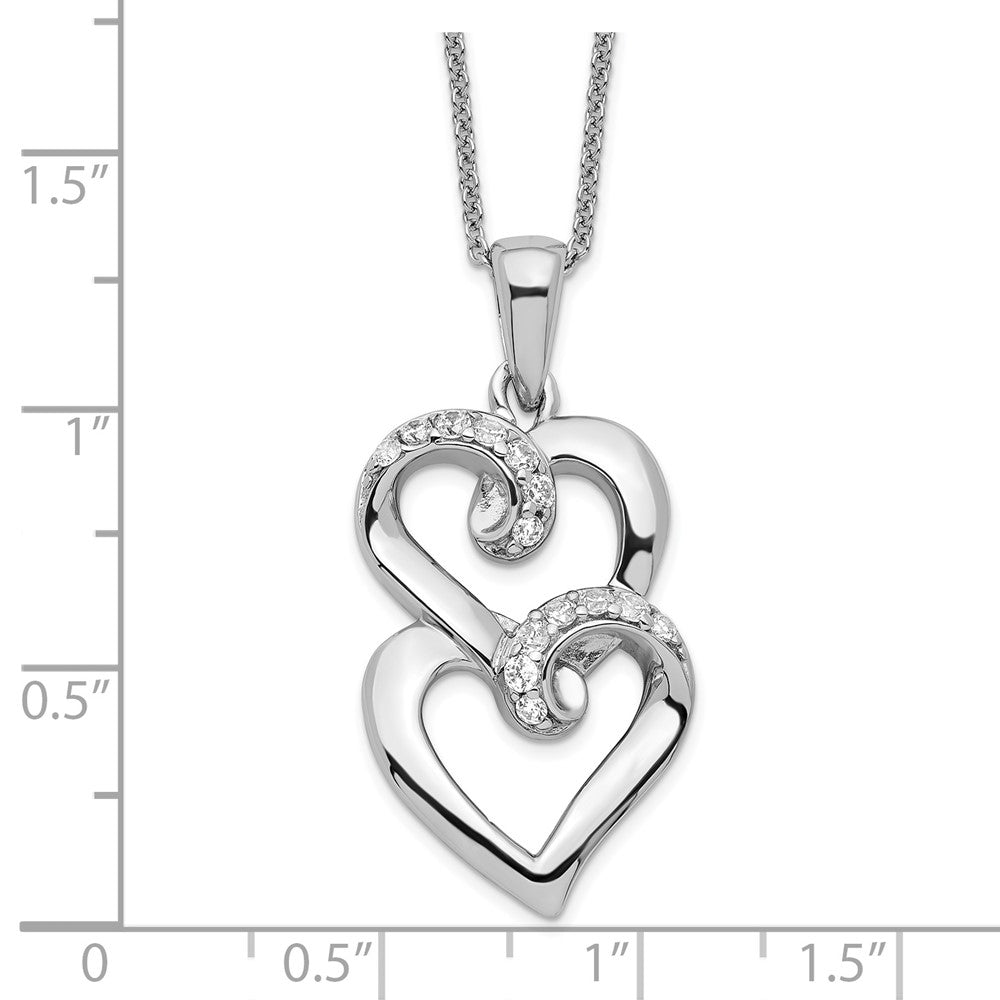 Sentimental Expressions Sterling Silver Rhodium-plated CZ To My Sister 18in Heart Necklace 18 Inches