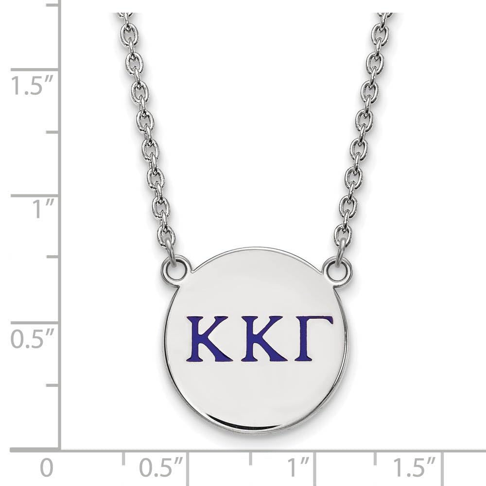 Sterling Silver 18in Official Licensed Greek Sororities Kappa Kappa Gamma (???) Small Enamel Pendant w/Necklace