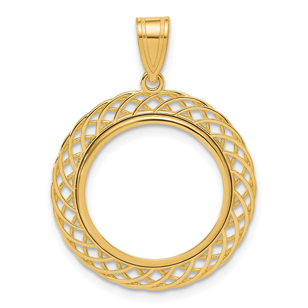 14k Polished Quad Loop with 32.7mm Prong Coin Bezel Pendant