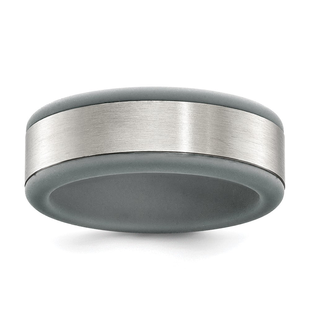 Chisel Stainless Steel Brushed Grey Silicone Center 8mm Band Size - 10