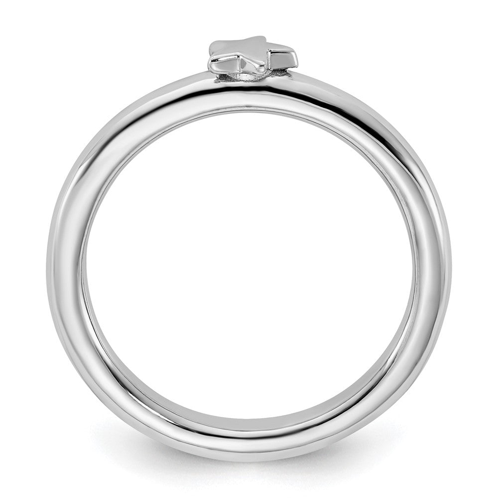 Sterling Silver Stackable Expressions Rhodium-plated Star Ring Size -6