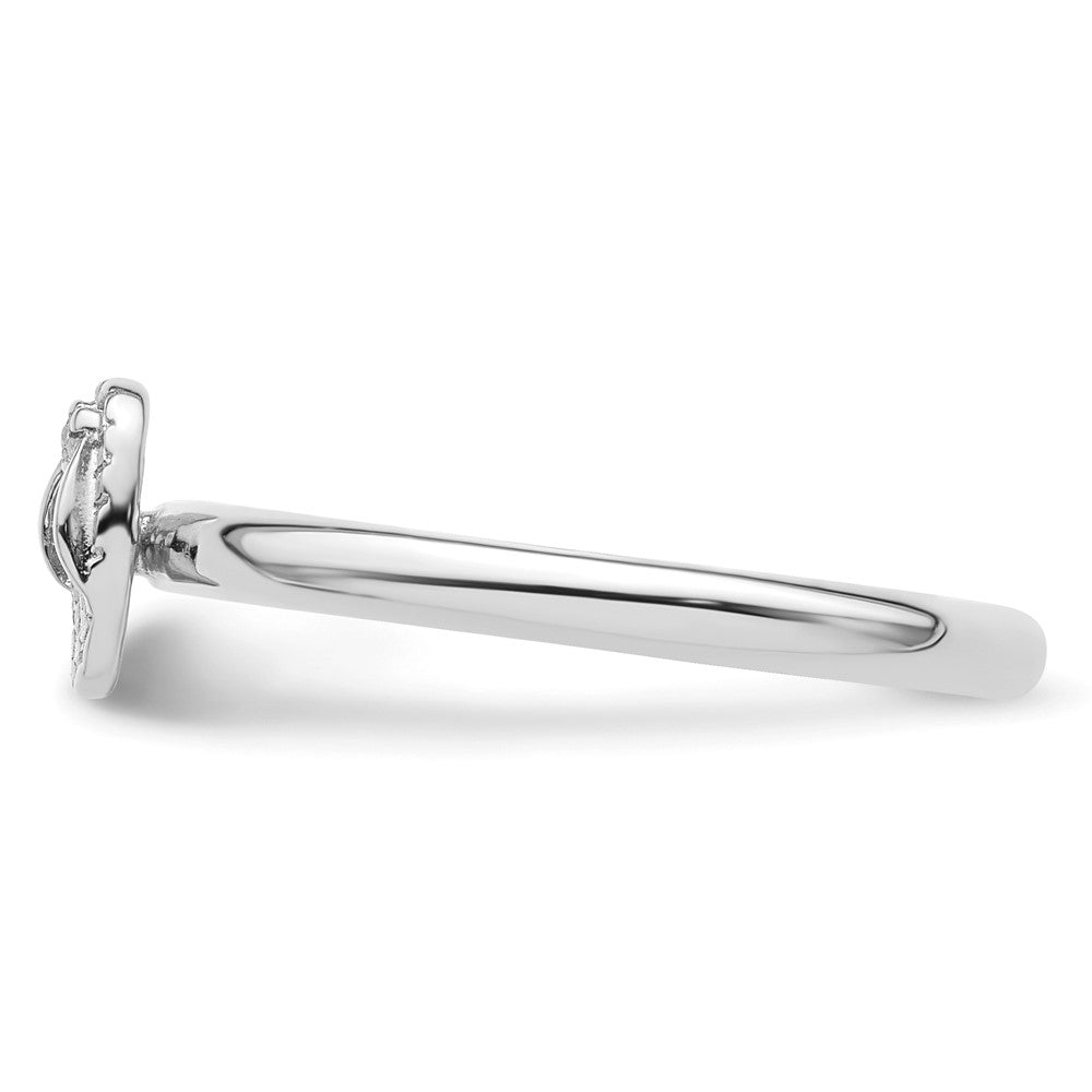 Sterling Silver Stackable Expressions Rhodium Flip Flop Ring Size -8