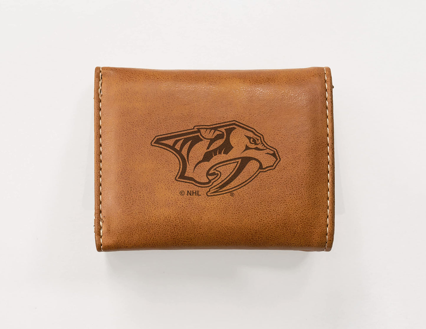 Nashville Predators  Laser Engraved Brown Trifold Wallet