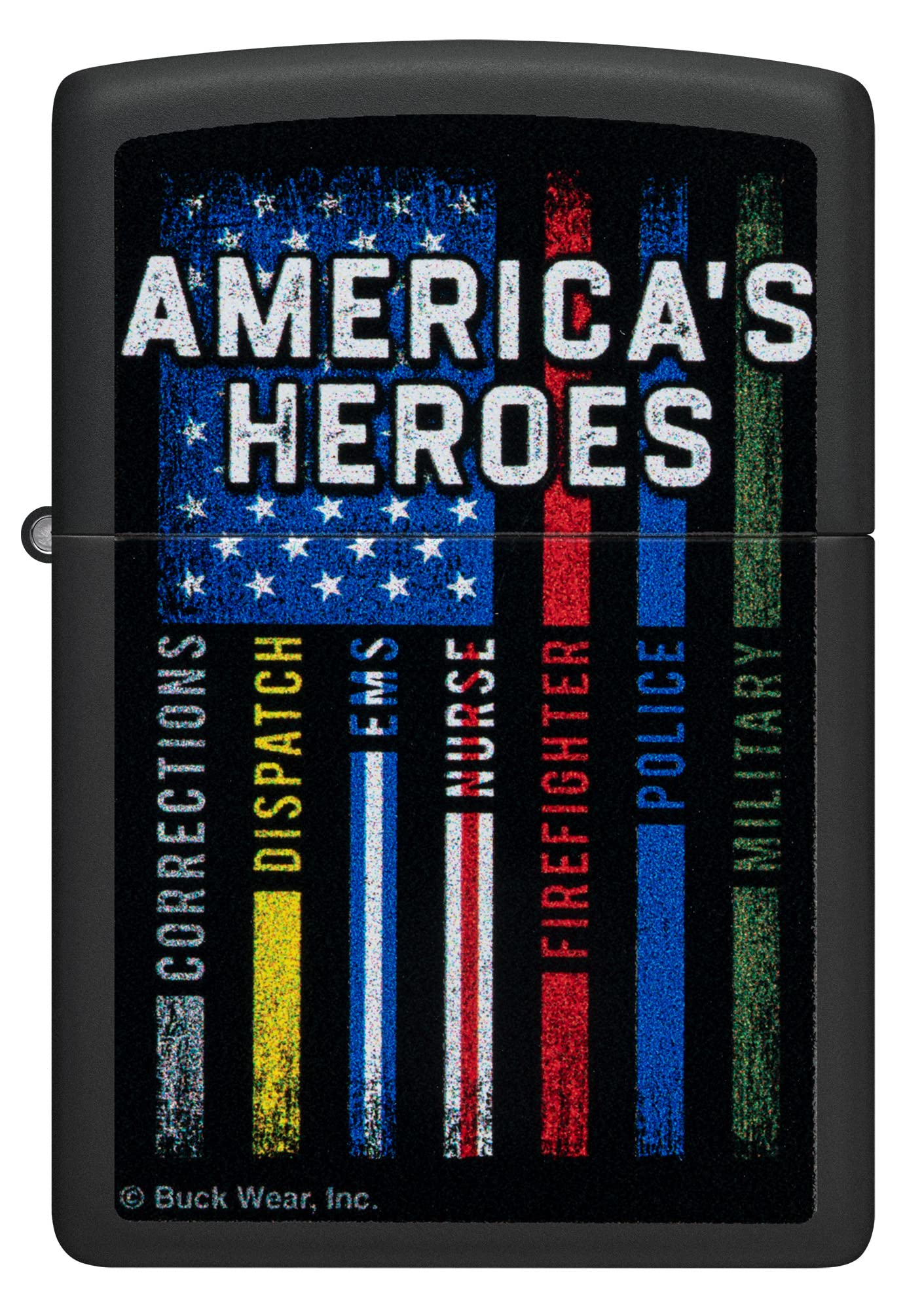 Zippo Buckwear America's Heroes Design Black Matte Pocket Lighter