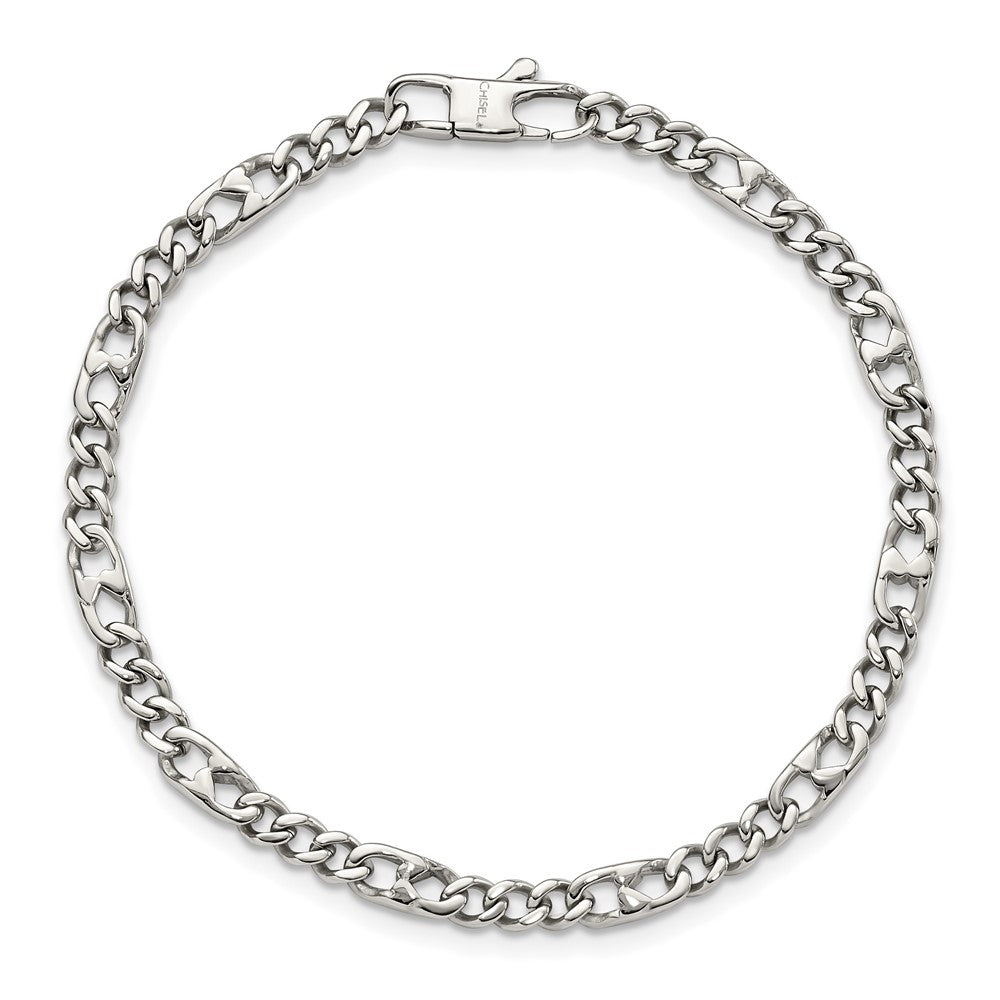Stainless Steel Polished 4mm Figaro 8.5in Bracelet 8.5 inches