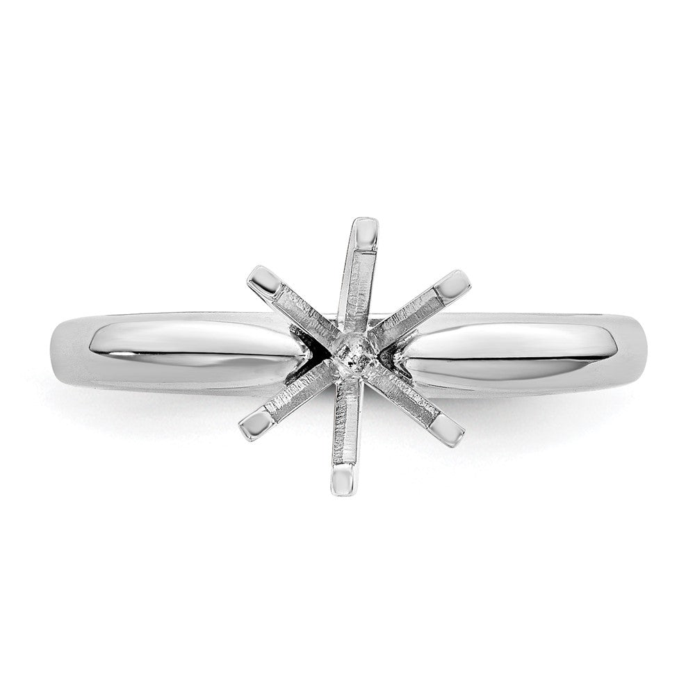 14k White Gold 1/2 carat Medium-Weight Knife Edge/Half-Round 6-Prong Round Solitaire Ring Mounting