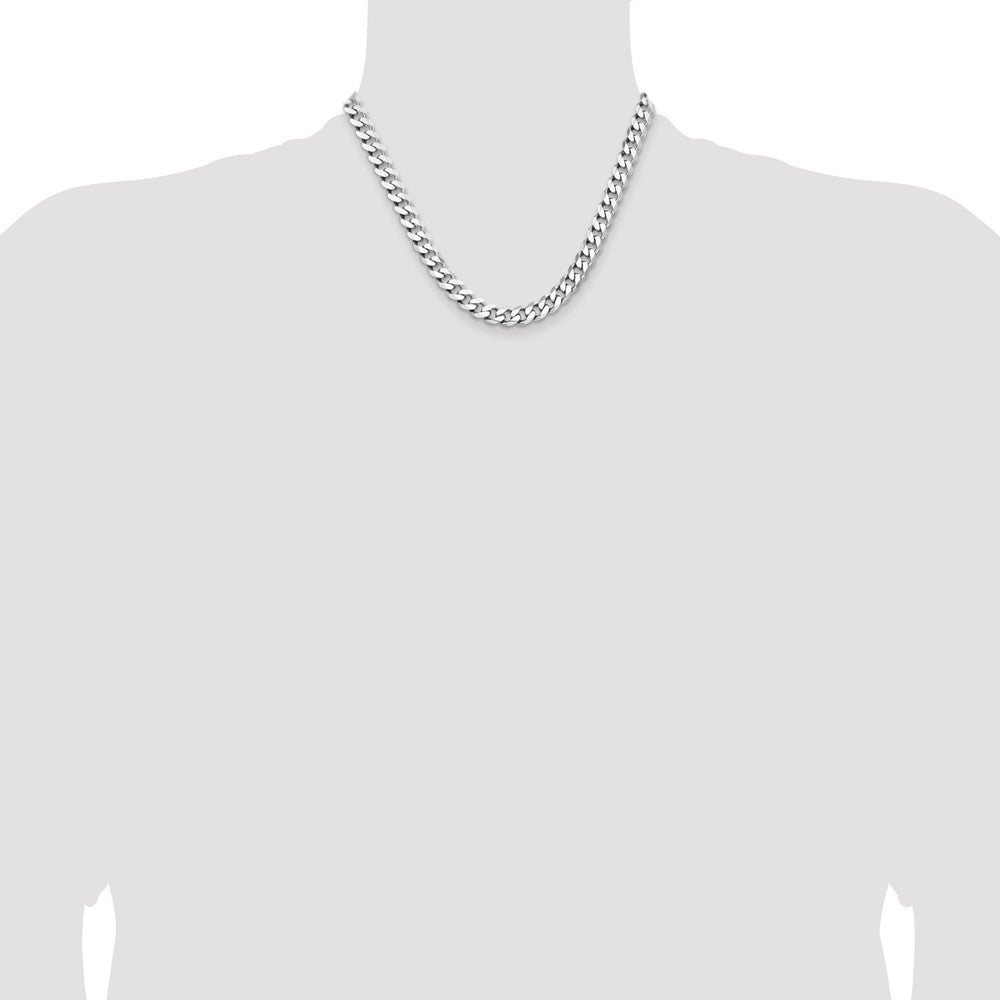 Sterling Silver Rhodium-plated 8.3mm Curb Chain 18 Inches
