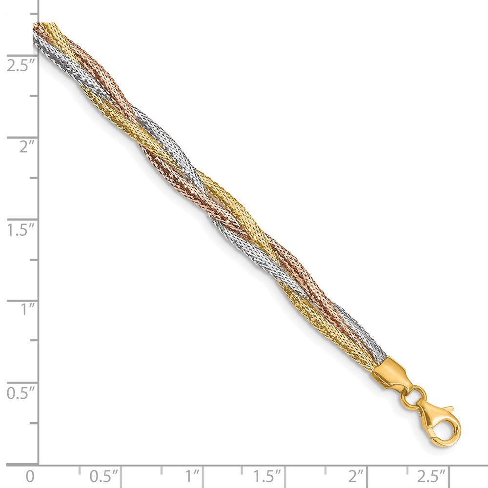 14k w/ Wht Rhodium and Rose Gold-plating Stretch Bracelet 7.5  inches