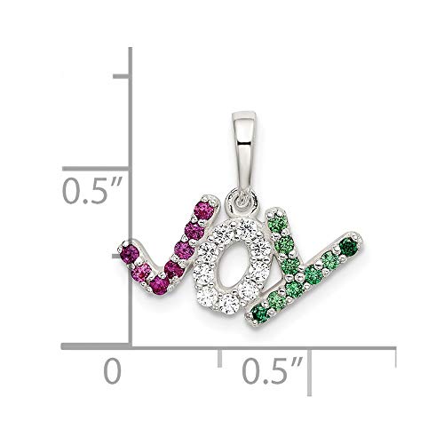 Sterling Silver Polished Red White & Green CZ Joy Pendant