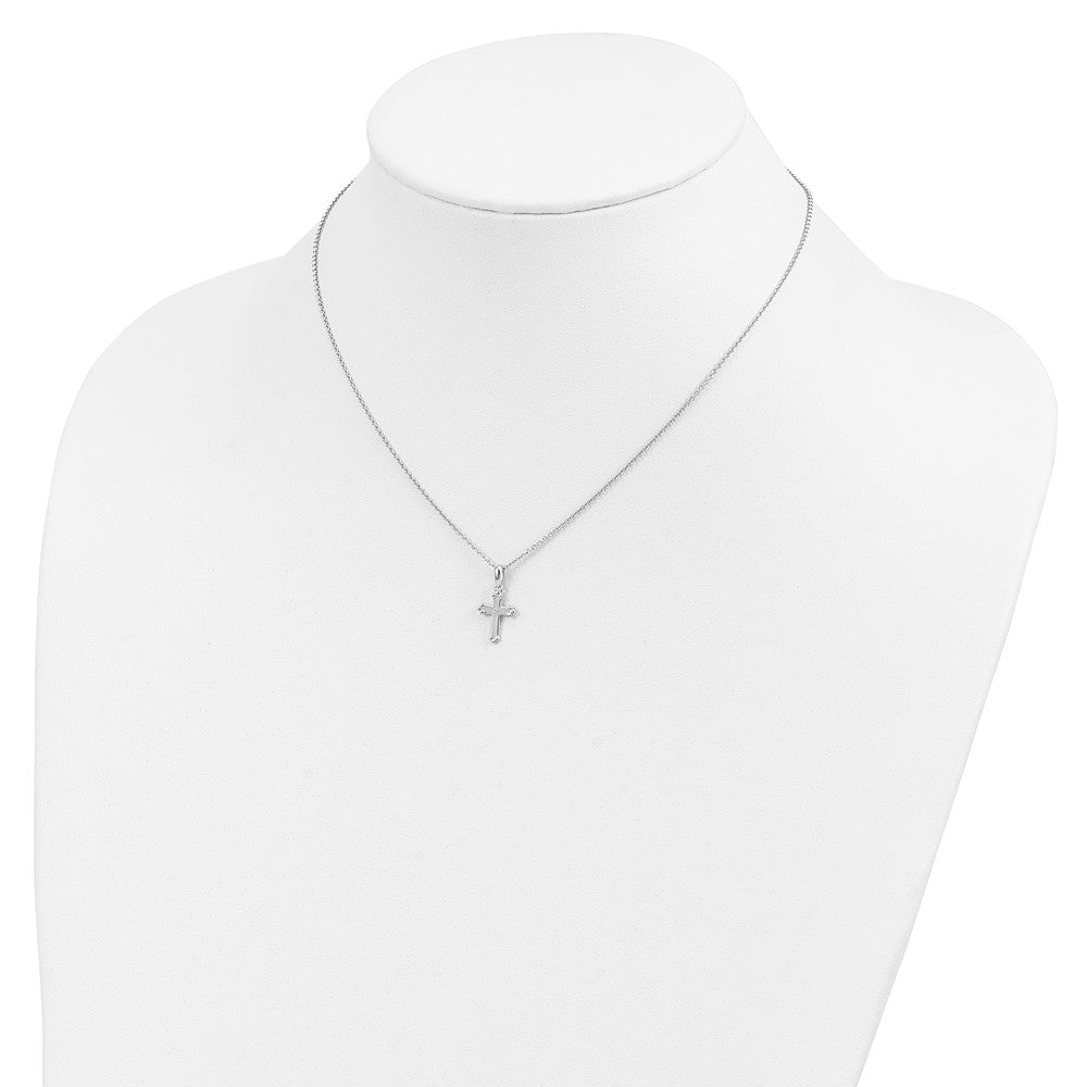 Sentimental Expressions Sterling Silver Rhodium-plated CZ Believe Big 14in. Necklace with 2in. ext 18 Inches