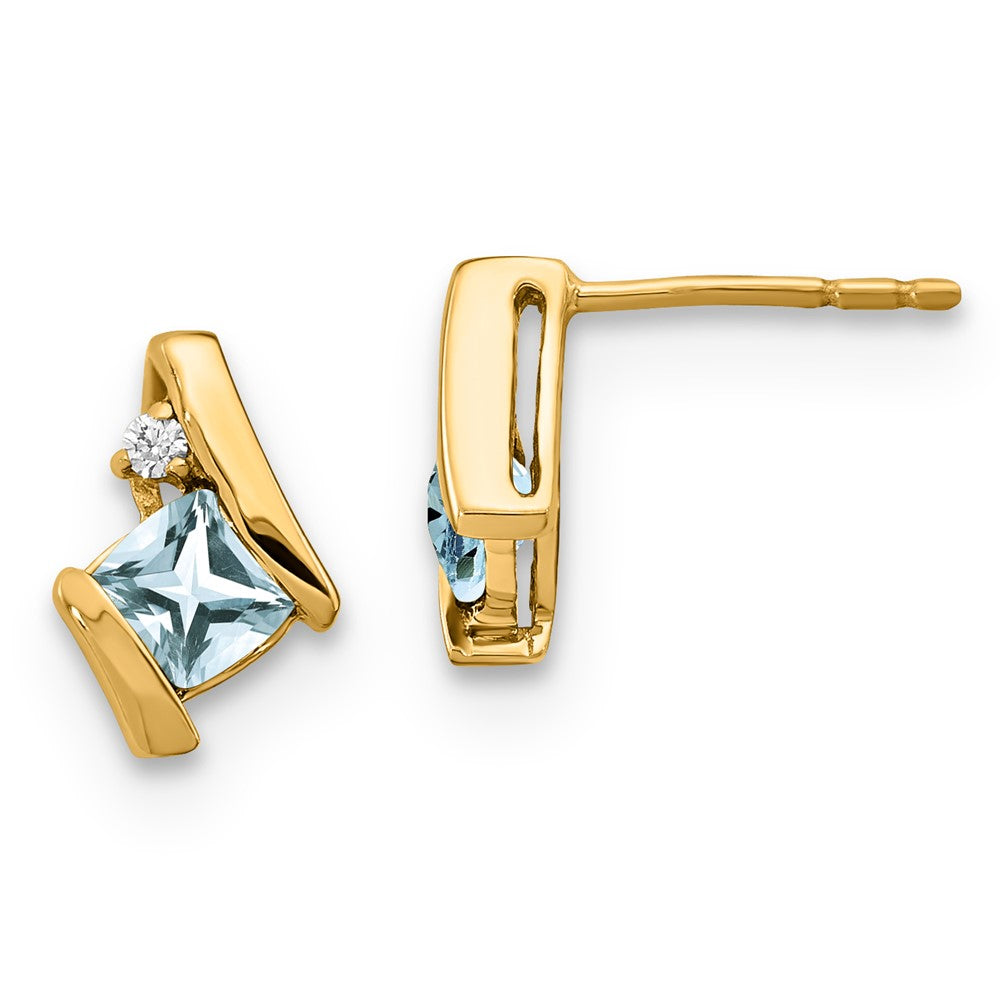 10k Yellow Aquamarine & Diamond Earrings