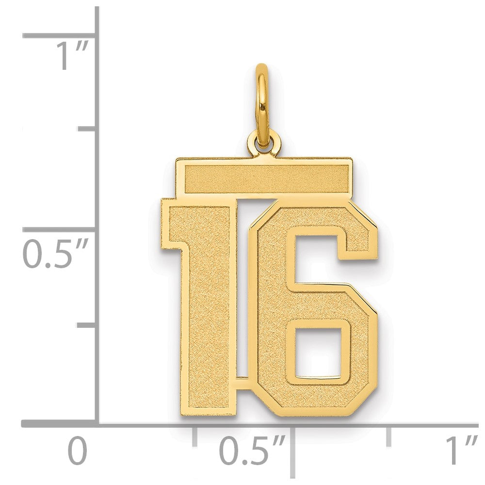 14k Medium Satin Number 16 Charm