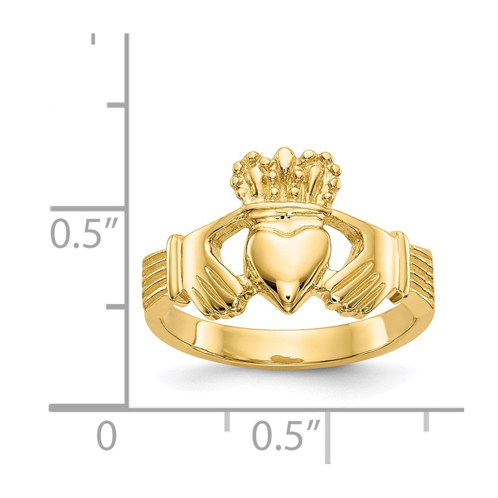14k Polished Claddagh Ring Size 6