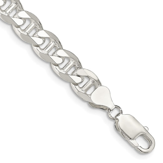 Sterling Silver 8.25mm D/C Flat Anchor Curb Chain 8 inches