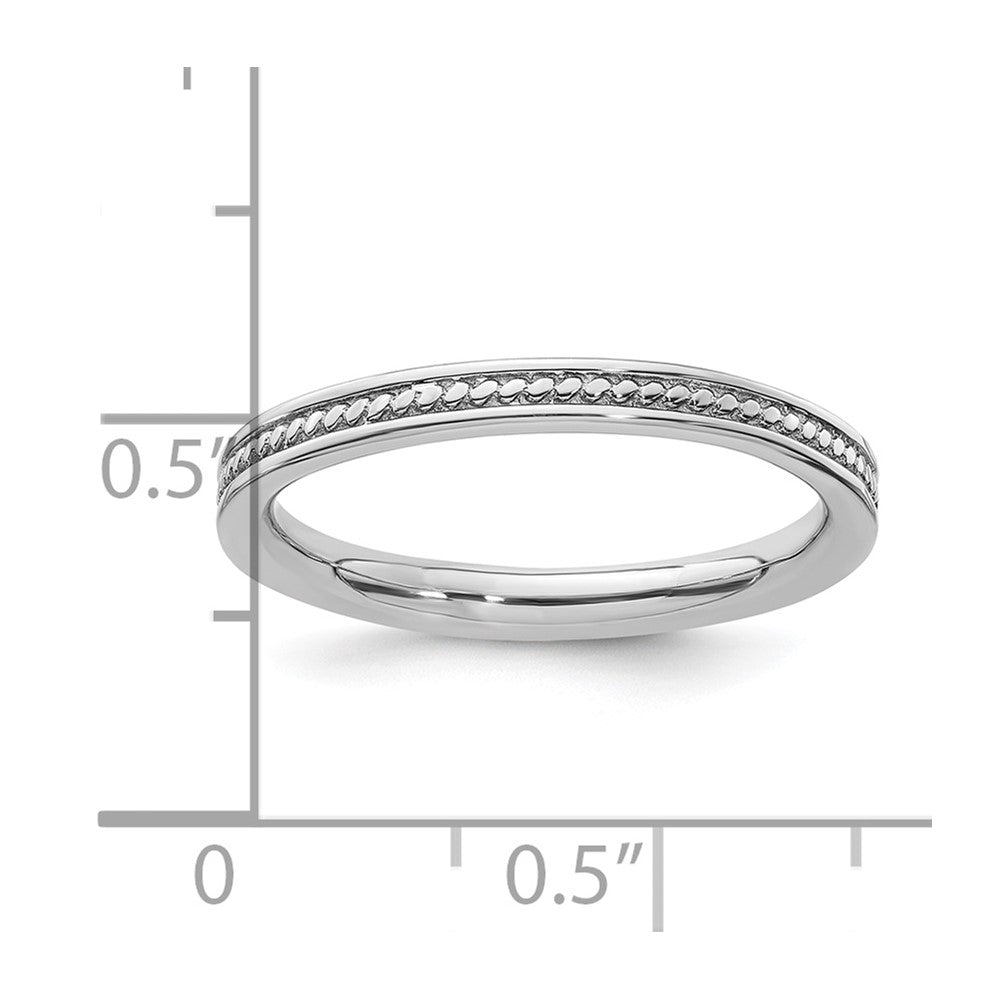 Sterling Silver Stackable Expressions Rhodium Channeled Ring Size -7