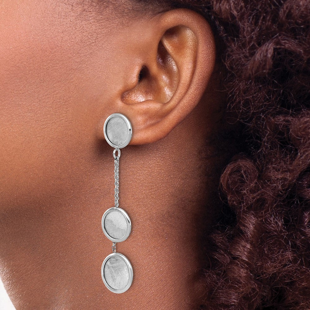 Sterling Silver Rh-plated Radiant Essence Polished/Scratch Earring
