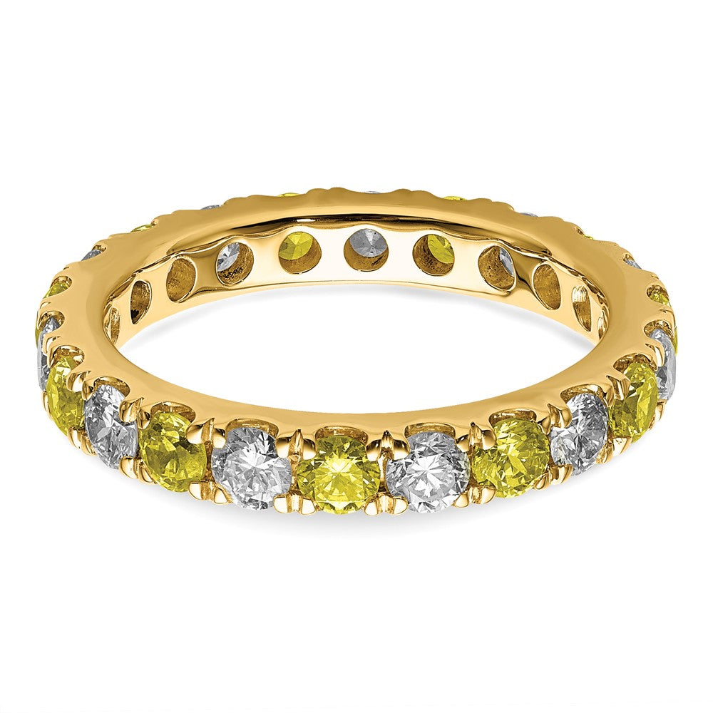 14k 1 1/5 carat Lab Grown Diamond VS/SI+ G+ and Lab Created Yellow Sapphire Size 7.5 Eternity Band