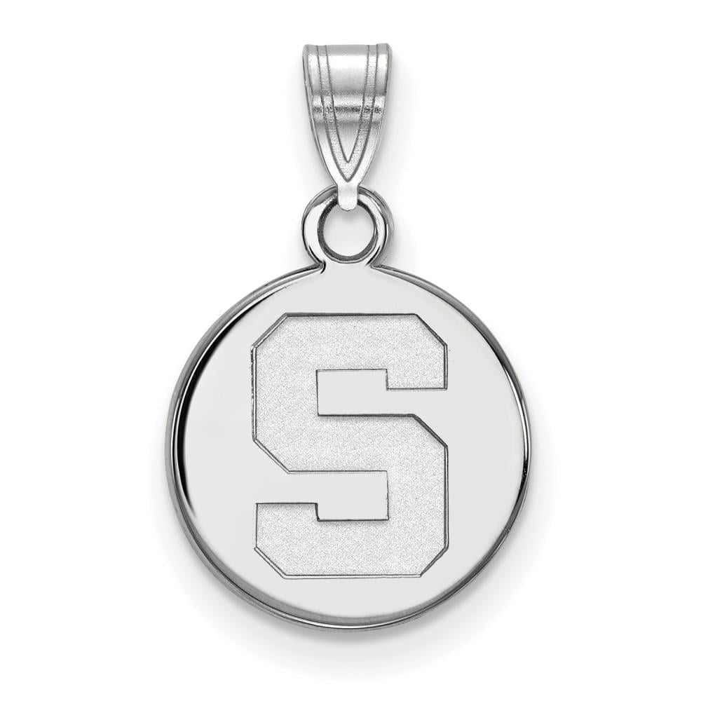 LogoArt SS037MIS Sterling Silver Michigan State University Small Disc Pendant