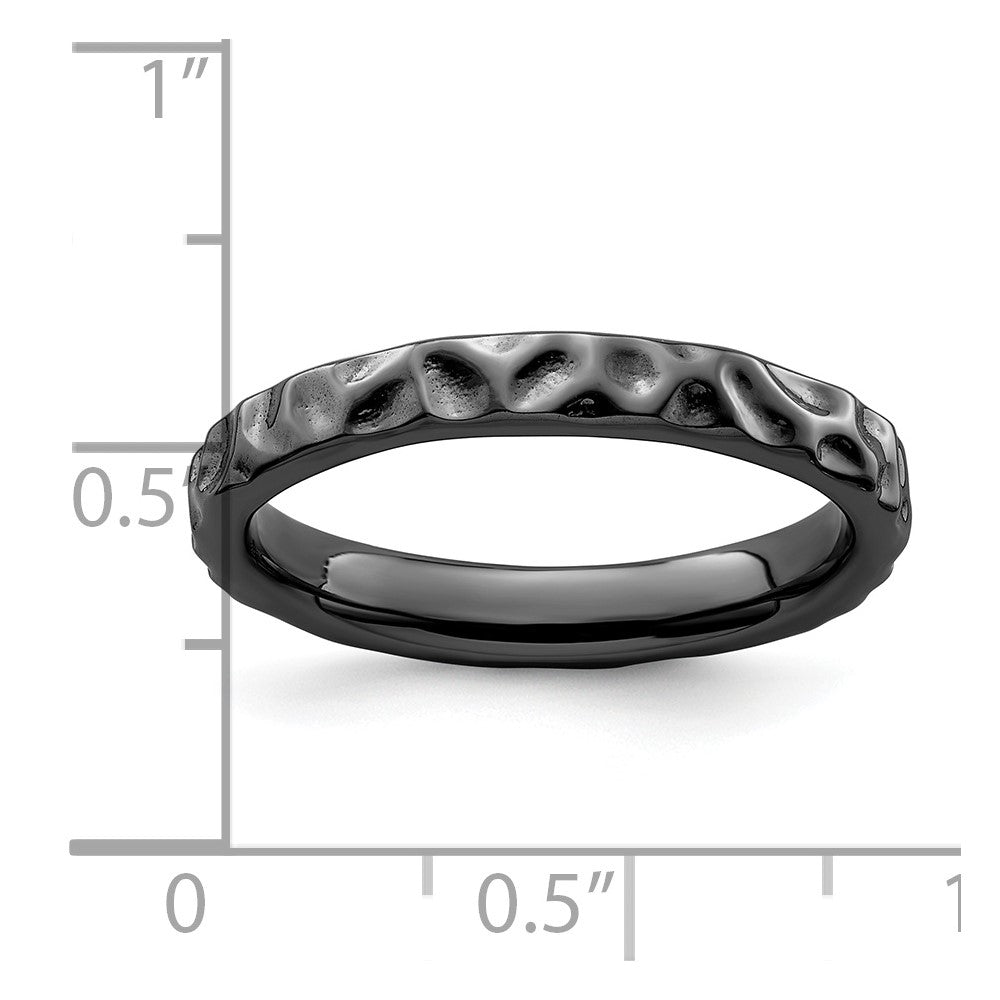 Sterling Silver Stackable Expressions Black-plated Ring Size -9
