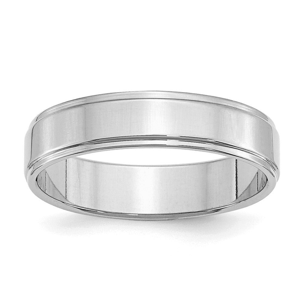 SS Rhodium-plated 5mm Flat w/ Step Edge Size 13 Band