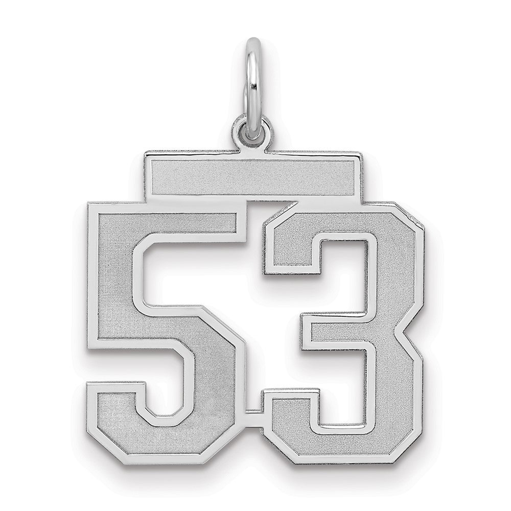 Sterling Silver/Rhodium-plated Satin Number 53 Charm